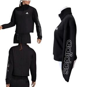 Adidas Essential Loose‎ Fit Cropped Top Logo Black X LARGE Activewear Pullover